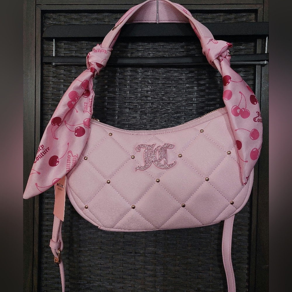 Juicy Couture Holding The Line COHO Light Pink Cherry Purse Bag Ribbon NWT